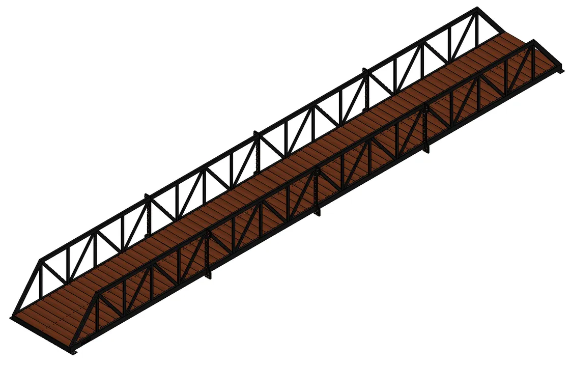 Isometric render of model P-0872, a Pedestrian Bridge bridge.