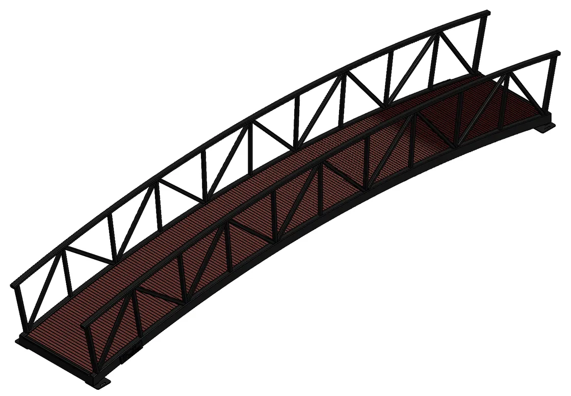 Isometric render of model T-0428-36, a Trail Bridge bridge.