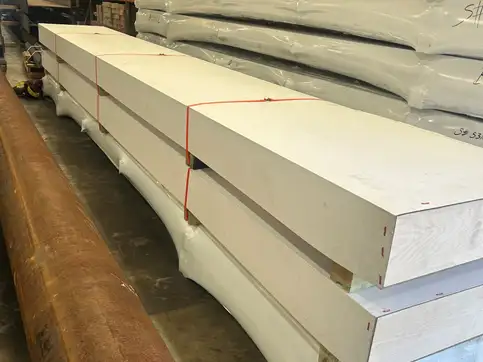 A bolt-together bridge kit stacked and banded flat for shipping.
