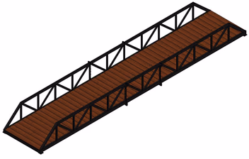 Three-quarter view render of an 8 ft by 48 ft utility truss bridge.